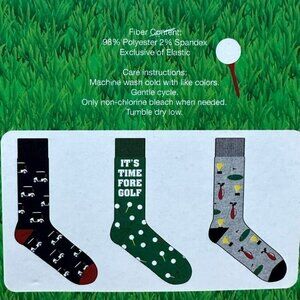 NEW Men’s Golf Socks 3 Pairs Good Boy Time Fore Gift Box Sports Size 6-12